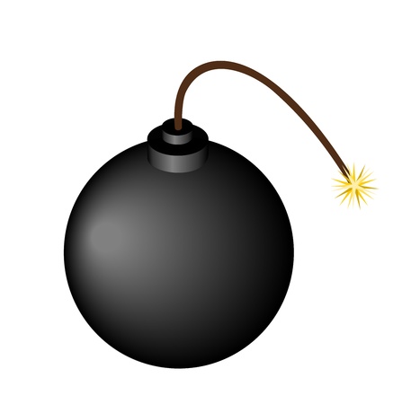 Illustration of bomb with burning fuseのイラスト素材