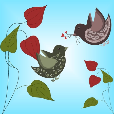 Birds in loveのイラスト素材