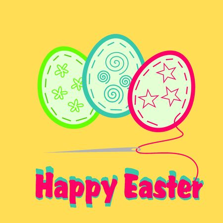 Easter eggs with needleのイラスト素材