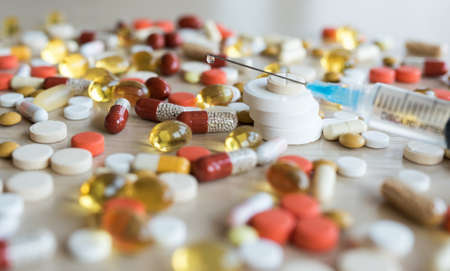 pills on the tableの写真素材
