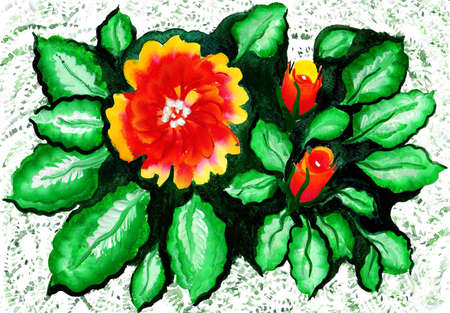 illustration floral pattern . Watercolor, handmadeの写真素材