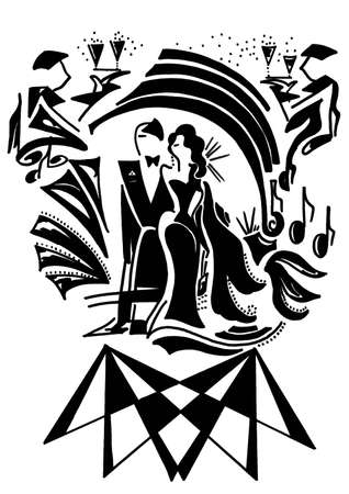 Black white ball. Ink. Graphic arts. Handmade.の写真素材