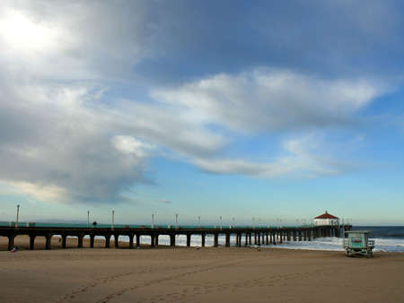 Clouds above the Pier in Manhattan Beach, Californiaの写真素材