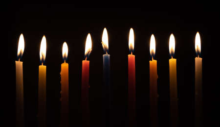 Chanukah candles on the last day of Chanukahの写真素材