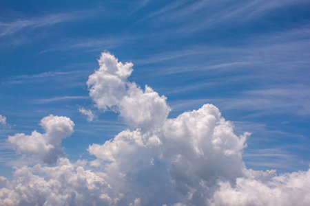 Clouds as seen from an airplane windowの写真素材