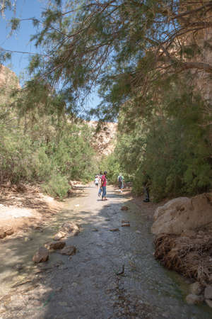Judean Desert Nature Reserve, Israel 04-15-2021 People hiking on Israel's Independence Day.のeditorial素材