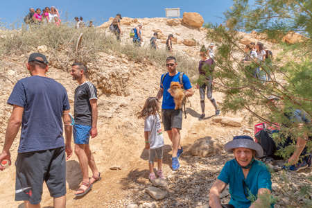 Judean Desert Nature Reserve, Israel 04-15-2021 People hiking on Israel's Independence Day.のeditorial素材