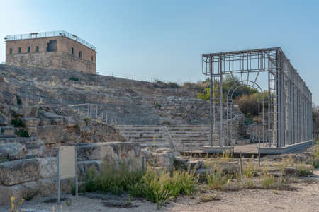 Details of the Roman theater at Tzipori National Park in Israelの写真素材