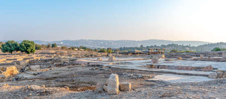 Overview of Tzipori and the Nile house at Tzipori National Park in Israelの写真素材