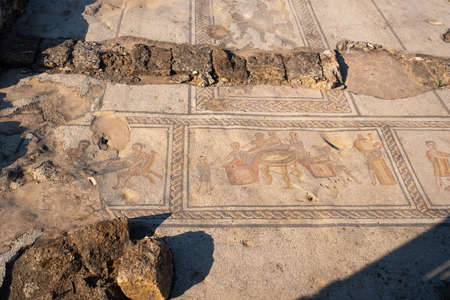 Mosaics of the Orpheus House at Tzipori National Park in Israelの写真素材
