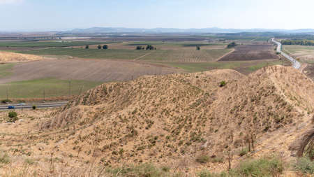 The view from Tel Megiddo Nation Park of the Jezreel Valley in northern Israel.