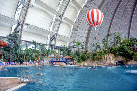 Krausnick, Germany, 05-09-2016 Tropical Islands Resort located in the former airship, blimp hanger is a tropical theme park near Berlin.のeditorial素材