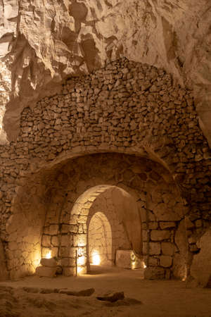 Cave of the coffins at Bet She'arim in Kiryat Tivon, Israel catacombs with sarcophagiの写真素材