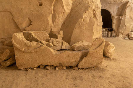 Cave of the coffins at Bet She'arim in Kiryat Tivon, Israel catacombs with sarcophagiの写真素材