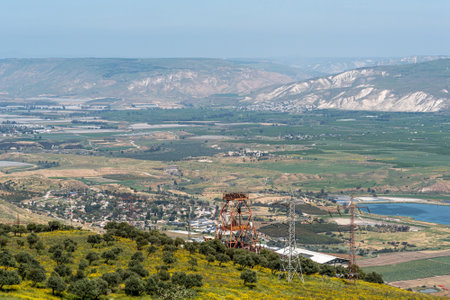 View of the Jordan Valley from the ruins of Belvoir Fortress - Kokhav HaYarden National Park in...