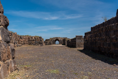 Ruins of Belvoir Fortress - Kokhav HaYarden National Park in Israel. Ruins of a Crusader castle.の写真素材