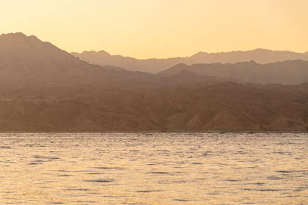 Sunset over the Dead Sea in Israel. View from the seaの写真素材