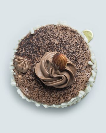 chocolate cake with almondの写真素材