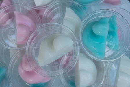 Thai dessert : coconut jelly ready for serveの写真素材