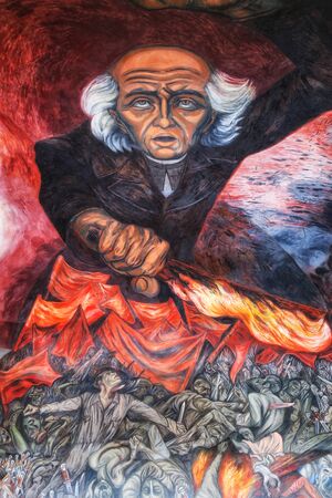 Mural indicating the fight of independence by M. Hidalgo, Guadalajara, Mexico