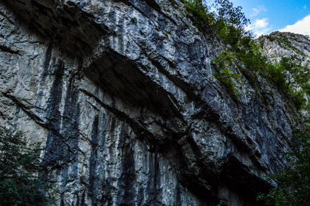 Rocky eroded terrain, Sohodol Gorges(Cheile Sohodolului), Valcan mountains, in Gorj county, Romaniaの写真素材