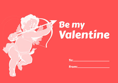Simple "Be my Valentine" card for crush or lover, pink Valentine's Day greeting postcard with text message for lovely coupleの写真素材