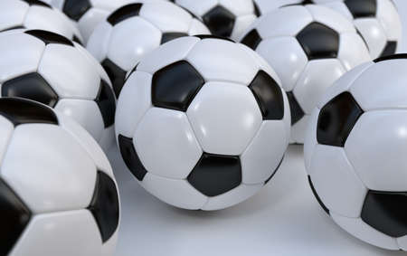 football balls on white backgroundの写真素材