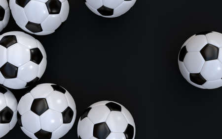 football balls on black backgroundの写真素材