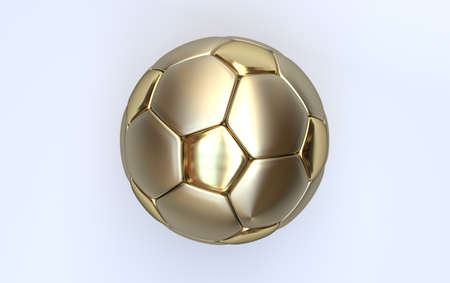 Gold championship soccer, football ball on white backgroundの写真素材