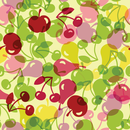 seamless illustration with semitransparent fruit, seamless pattern, backgroundのイラスト素材