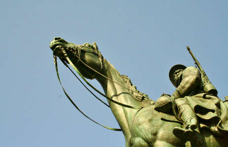 Torino,Statua Cavaliere d Italia in Piazza Castelloの写真素材