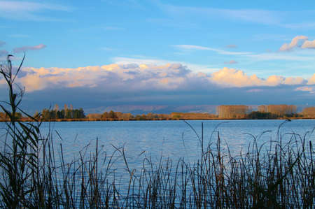 Lago di Candia,tramontoの写真素材