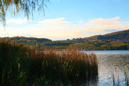 Lago di Candia, vista delle collineの写真素材