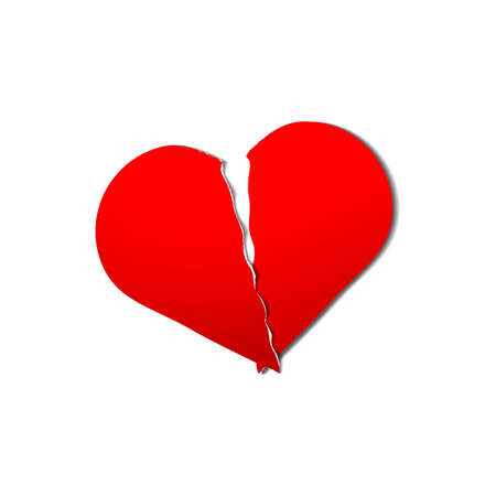 Postcard to Valentine's day. Paper broken heart on white background.のイラスト素材