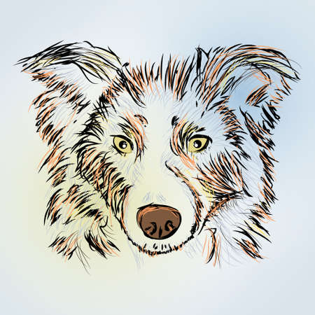 Illustration of dog. Rough sketch of a dog portraitのイラスト素材