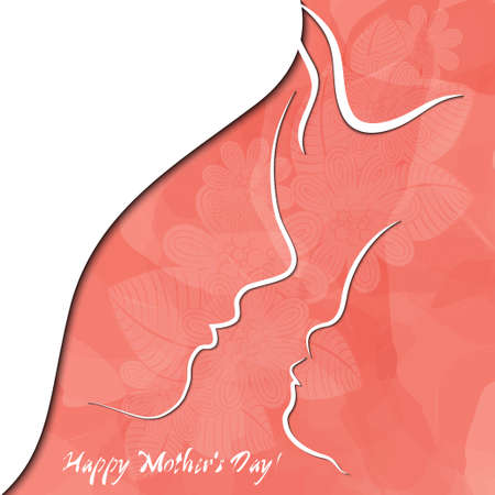 Silhouette of a mother and her child for Happy Mothers Day celebration.のイラスト素材