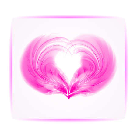 Pink Heart from feathers on white backgroundのイラスト素材