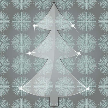 Glass Christmas Tree on a seamless pattern with snowflakesのイラスト素材