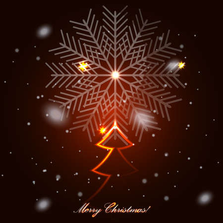 Glass Christmas Tree with snowflakesのイラスト素材