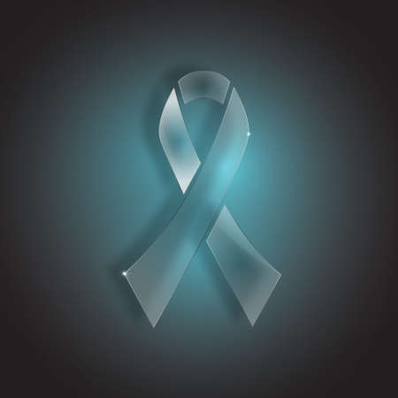 Vector Light blue ribbon in glass - prostate cancer, childhood cancer awareness symbolのイラスト素材