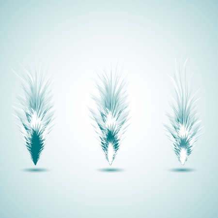 Set of different feathers of birds. Feathers like brushes. Unique brushes. Vector illustrationのイラスト素材