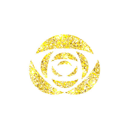 Glowing golden rose on background. Gold sparkles rose. Gold banner.のイラスト素材