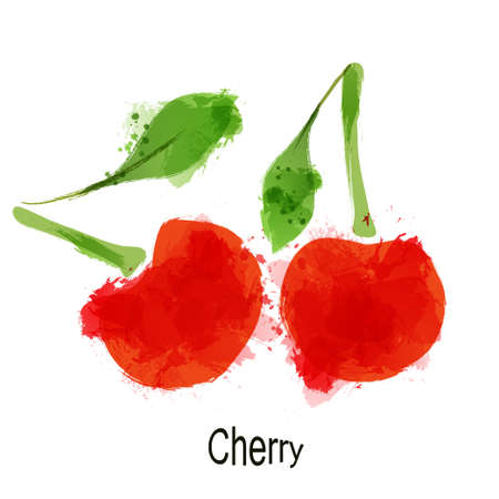Cherry vector logo design template. Fruit or food icon.のイラスト素材