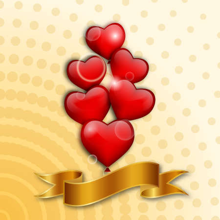 Red balloons and gold ribbonのイラスト素材