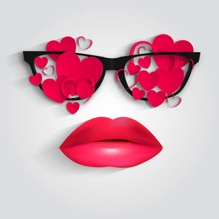 Heart glasses And Lips for your designのイラスト素材