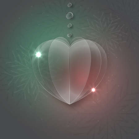 Vector modern glass heart on sample background.のイラスト素材