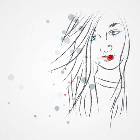 beauty girl face. design elements. Vector Illustrationのイラスト素材