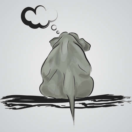 cartoon elephant with speech bubble illustrationのイラスト素材