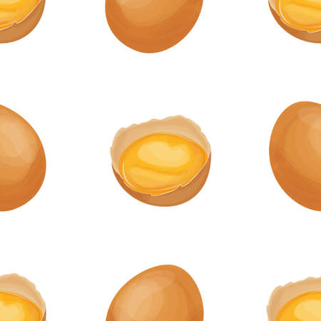 Eggs seamless pattern. Scrambled eggs. Breakfast backgroundのイラスト素材
