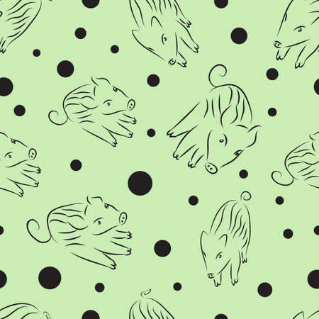 Seamless pattern can use for textile. Hand drawn backgrounds with boarのイラスト素材
